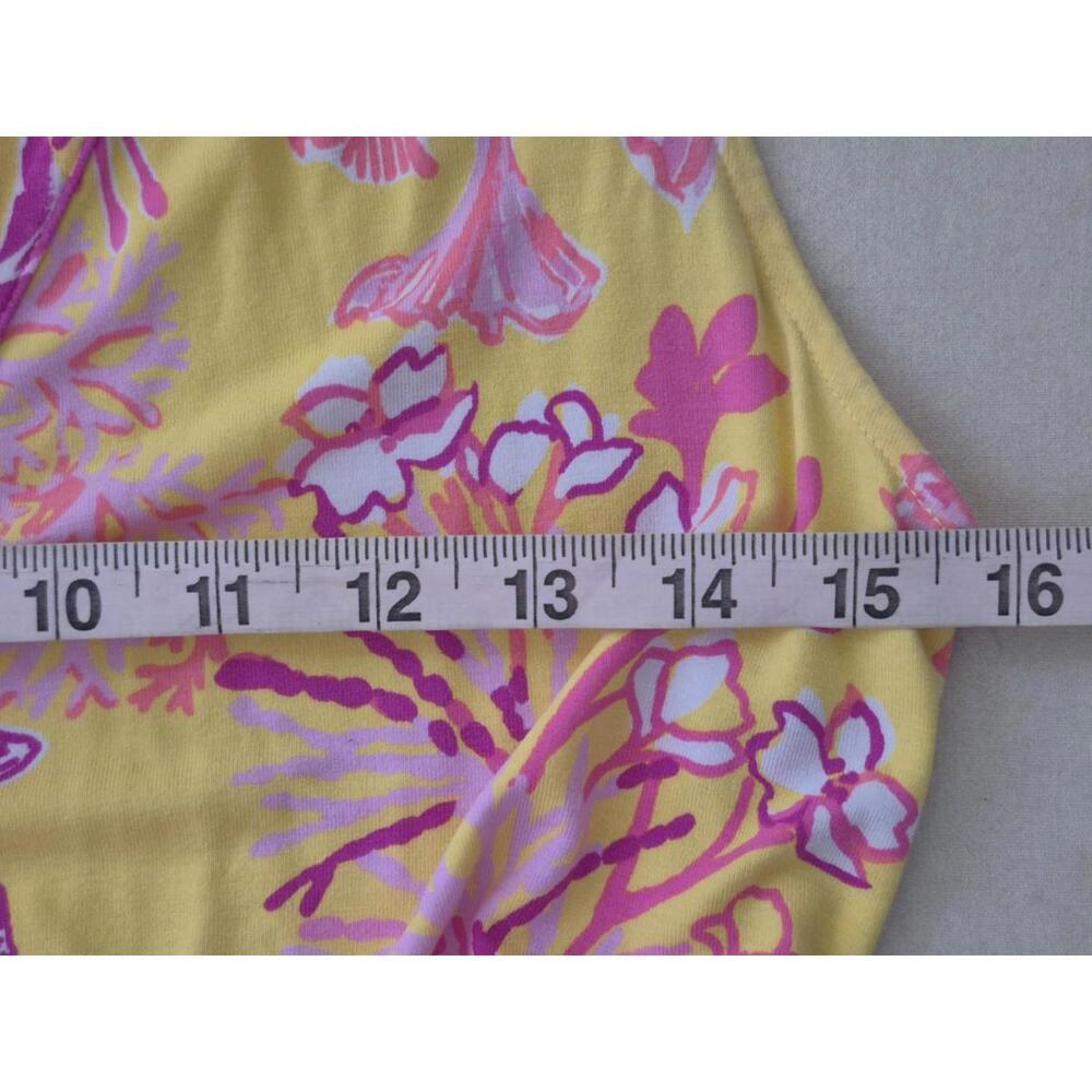 Lilly Pulitzer Folly Floral Wrap Dress Calla Yellow Floral Coral Medium - Picture 7 of 8